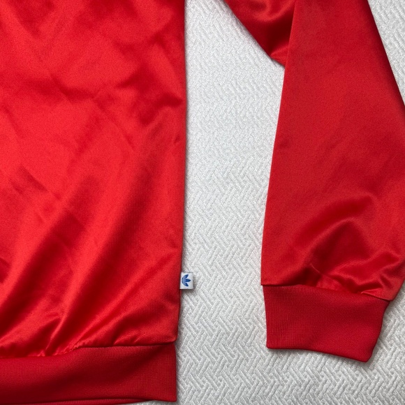 Adidas Originals Red Satin Crewneck Trefoil Pullover Retro Disco Women's Sz M - Picture 7 of 11